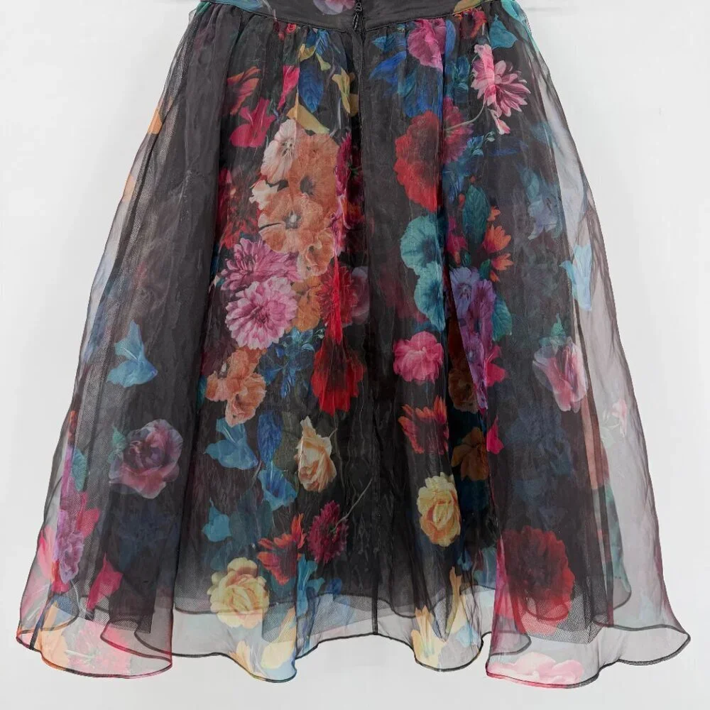 Bebe Floral Mesh Overlay Mini Skirt Skort Women’s Small High Waist Cocktail NWT - Picture 6 of 14